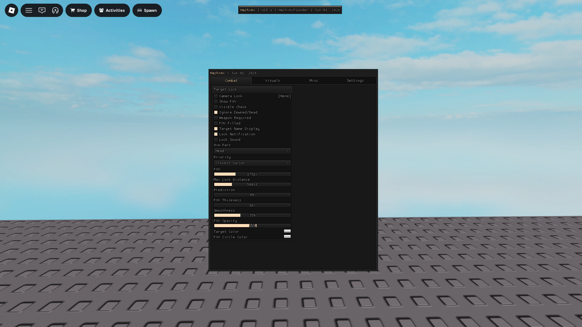 Hachimi combat menu preview
